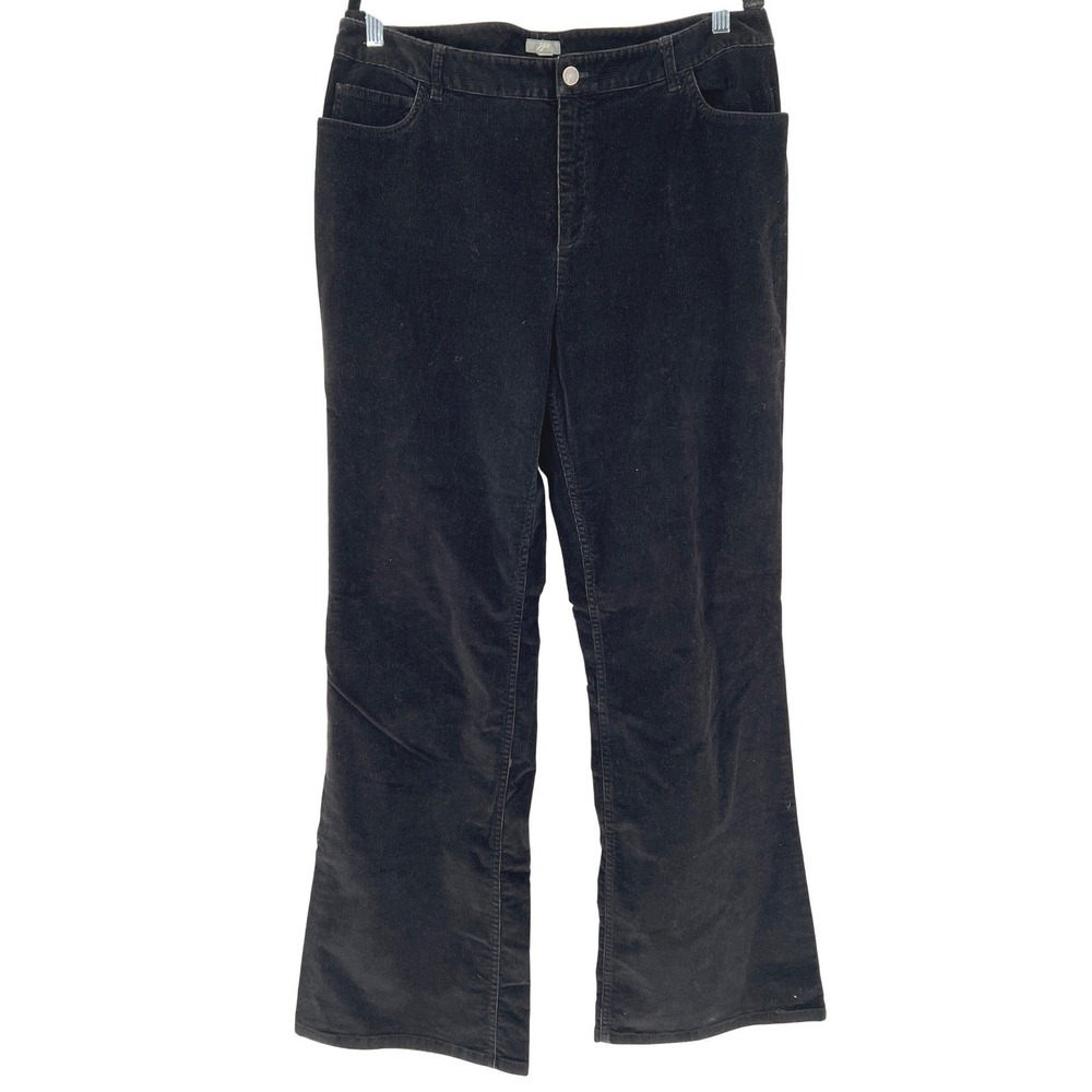 J.Jill High-Rise Bootcut Corduroy Pants Black Women's Size 16‎ EUC